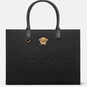 Versace LA MEDUSA CANVAS LARGE TOTE BAG